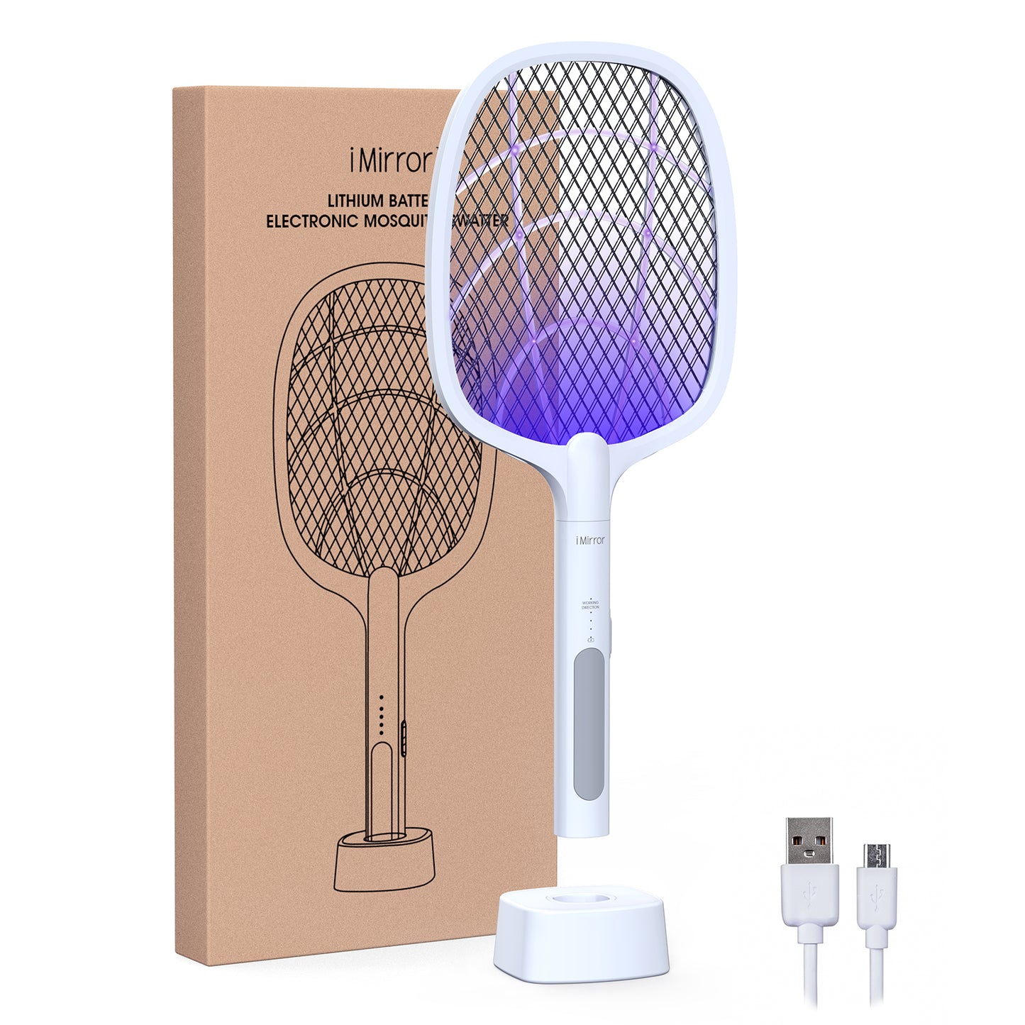 iMirror Bug Zapper Racket, 2 in 1 Rechargeable Electric Fly Swatter