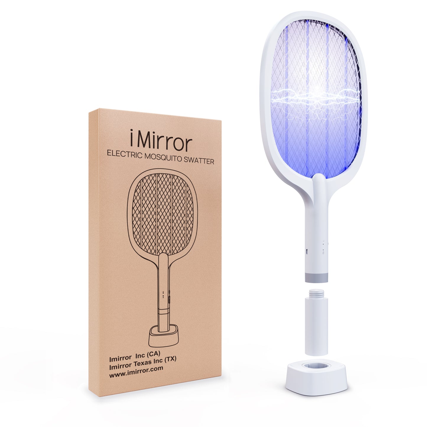 iMirror Bug Zapper Racket, 2 in 1 Rechargeable Electric Fly Swatter 2000mAH (Version 2023.1)