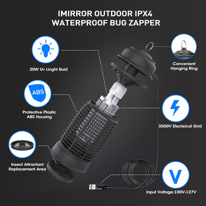 iMirror Electric Waterproof Bug Zapper for Indoor and Outdoor - 20W